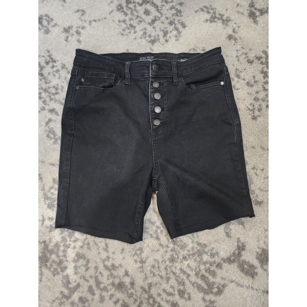 Judy Blue Women’s Jeans Shorts Black Denim Distressed Cut Off Hem Size 11/30